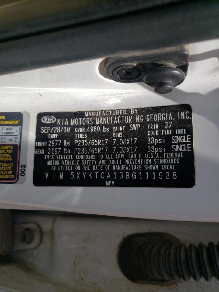 Photo 10 from auction – 2011 KIA SORENTO BA with VIN 5XYKTCA13BG111938