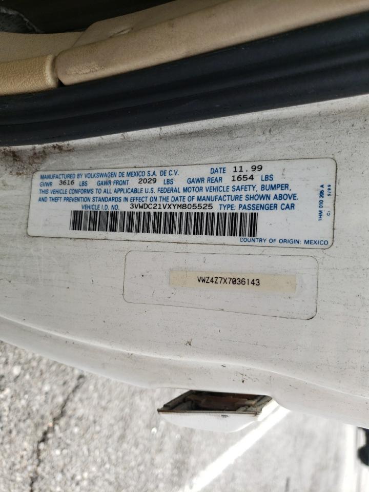 Photo 10 from auction – 2000 VOLKSWAGEN CABRIO GLS with VIN 3VWDC21VXYM805525