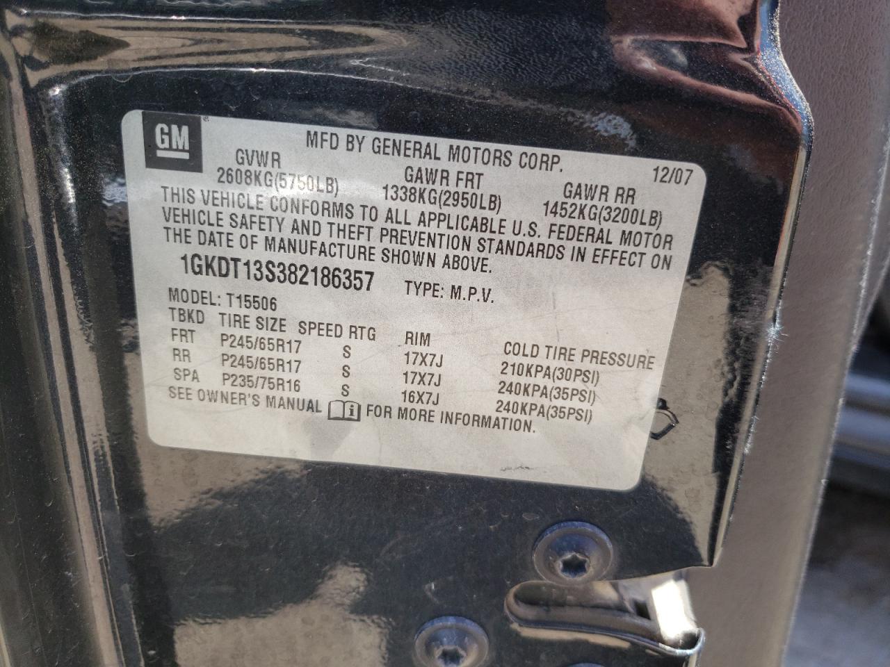 Photo 10 from auction – 2008 GMC ENVOY with VIN 1GKDT13S382186357