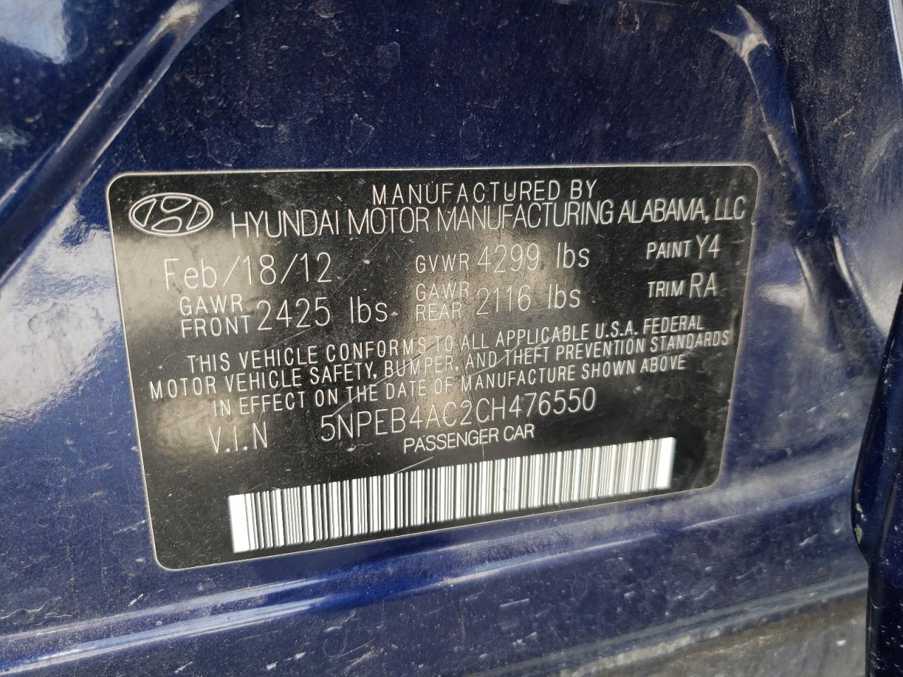 Photo 10 from auction – 2012 HYUNDAI SONATA GLS with VIN 5NPEB4AC2CH476550