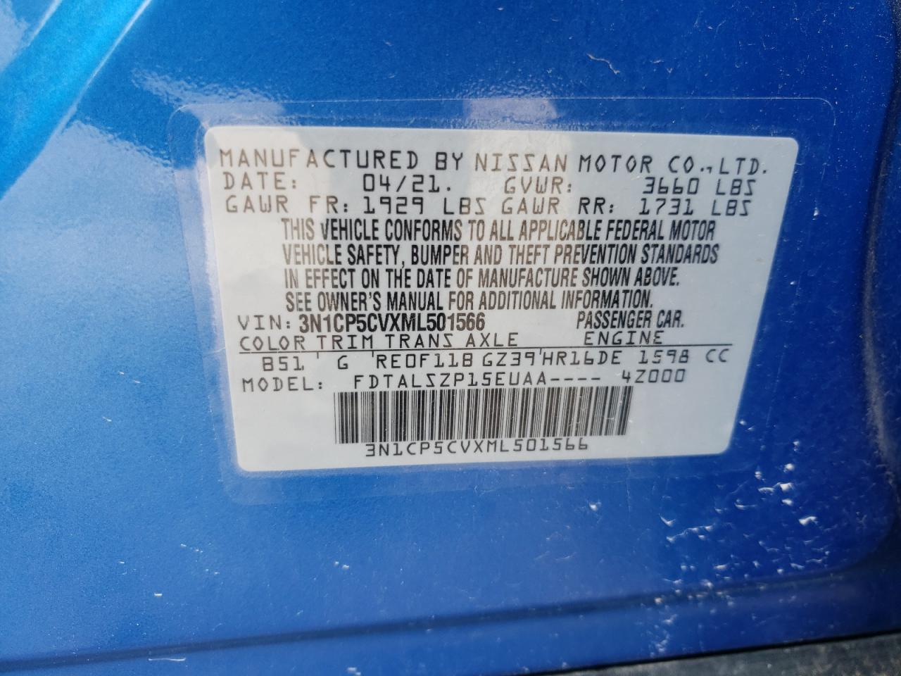 Photo 10 from auction – 2021 NISSAN KICKS SV with VIN 3N1CP5CVXML501566