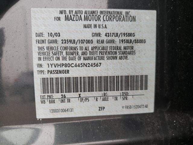 Photo 10 from auction – 2004 MAZDA 6 I with VIN 1YVHP80C445N24567