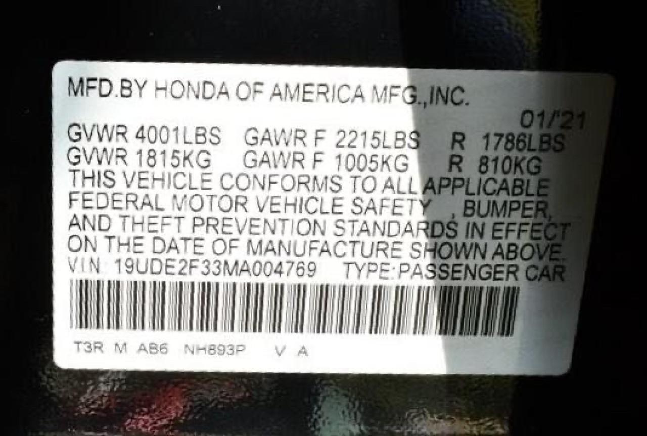 Photo 10 from auction – 2021 ACURA ILX with VIN 19UDE2F33MA004769