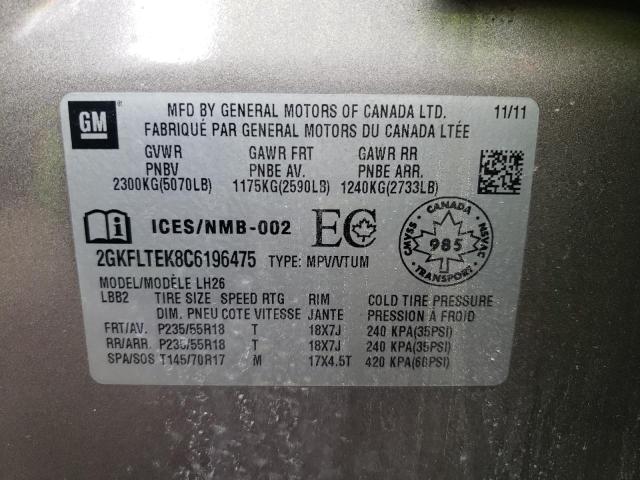 Photo 10 from auction – 2012 GMC TERRAIN SL with VIN 2GKFLTEK8C6196475