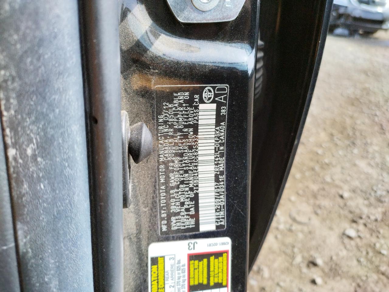 Photo 10 from auction – 2012 TOYOTA COROLLA BA with VIN 2T1BU4EEXCC825532