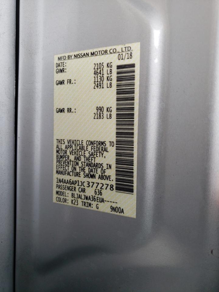Photo 10 from auction – 2018 NISSAN MAXIMA 3.5 with VIN 1N4AA6AP1JC377278