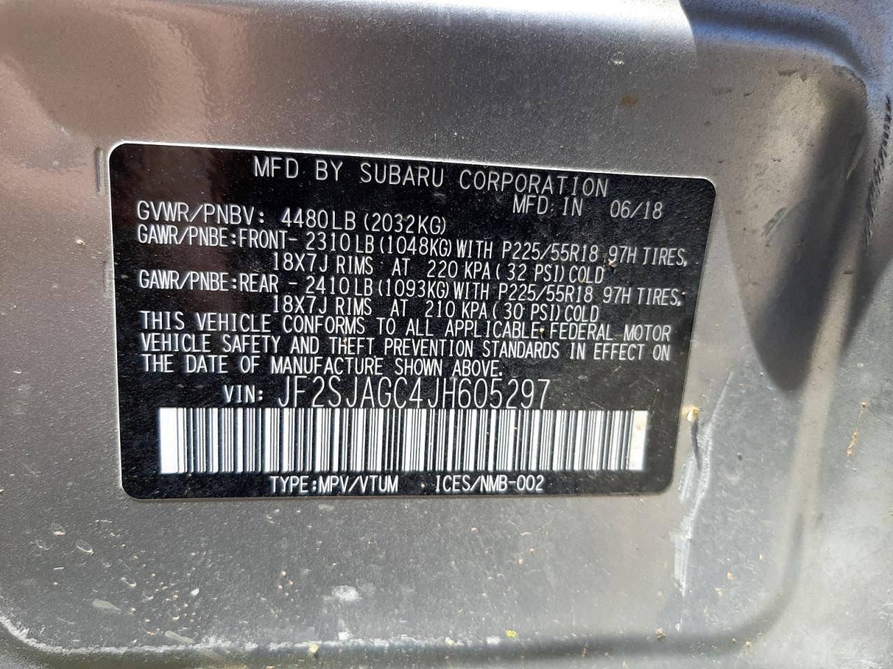 Photo 10 from auction – 2018 SUBARU FORESTER 2 with VIN JF2SJAGC4JH605297