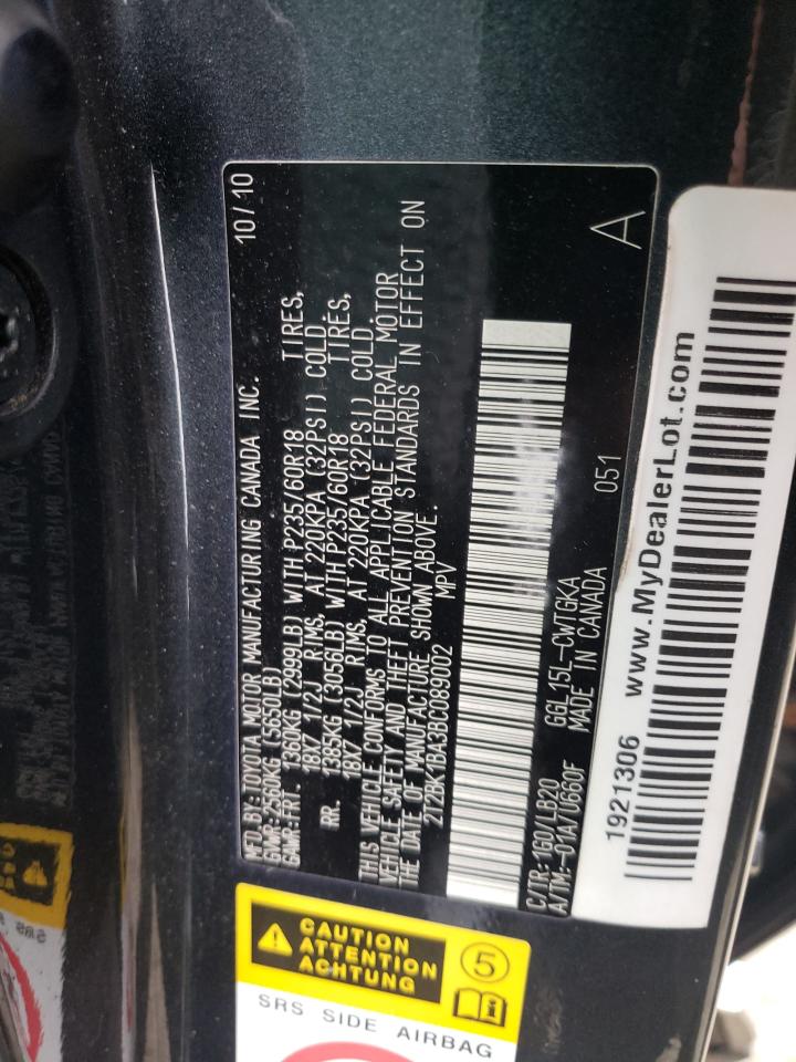 Photo 10 from auction – 2011 LEXUS RX 350 with VIN 2T2BK1BA3BC089002