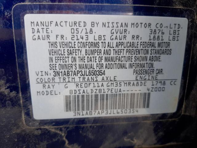 Photo 10 from auction – 2018 NISSAN SENTRA S with VIN 3N1AB7AP3JL650354