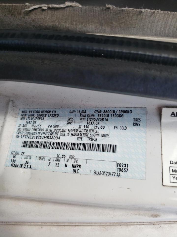 Photo 10 from auction – 2004 FORD ECONOLINE with VIN 1FTNE24W54HB36004