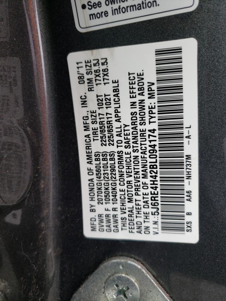 Photo 10 from auction – 2011 HONDA CR-V SE with VIN 5J6RE4H42BL094174