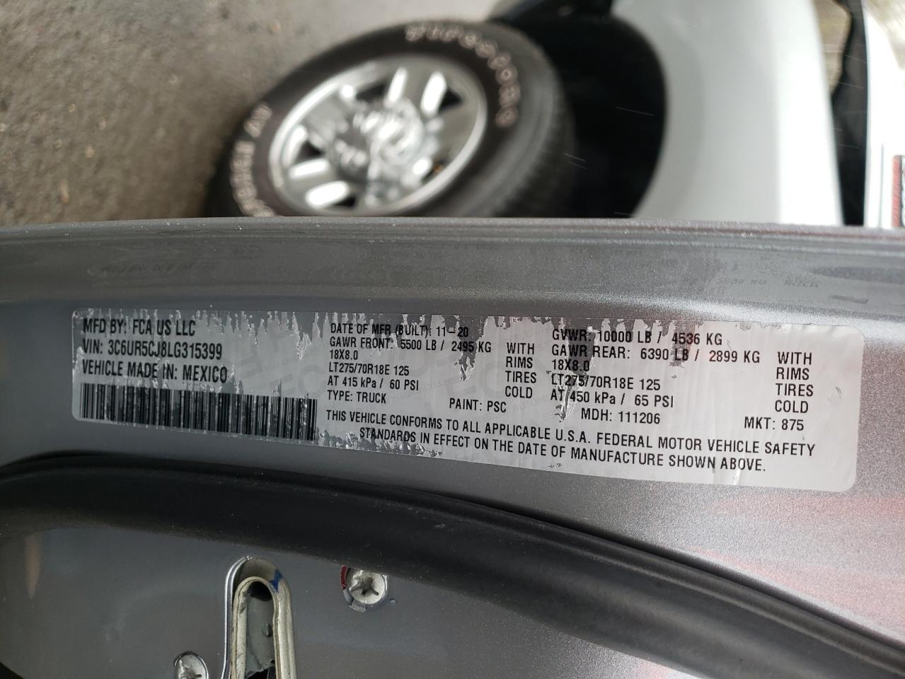 Photo 10 from auction – 2020 RAM 2500 TRADE with VIN 3C6UR5CJ8LG315399