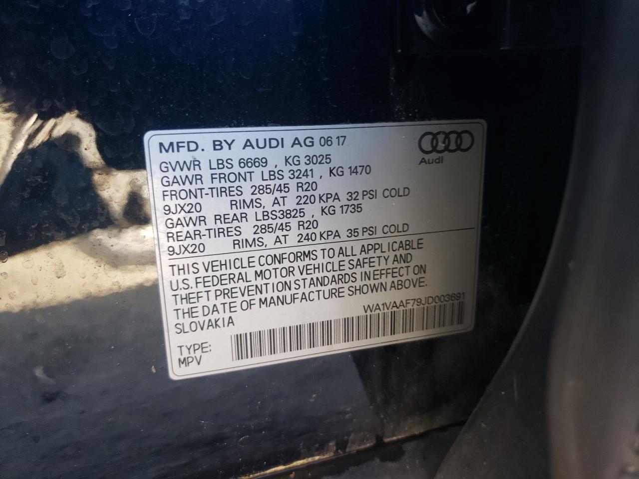 Photo 10 from auction – 2018 AUDI Q7 PRESTIG with VIN WA1VAAF79JD003691