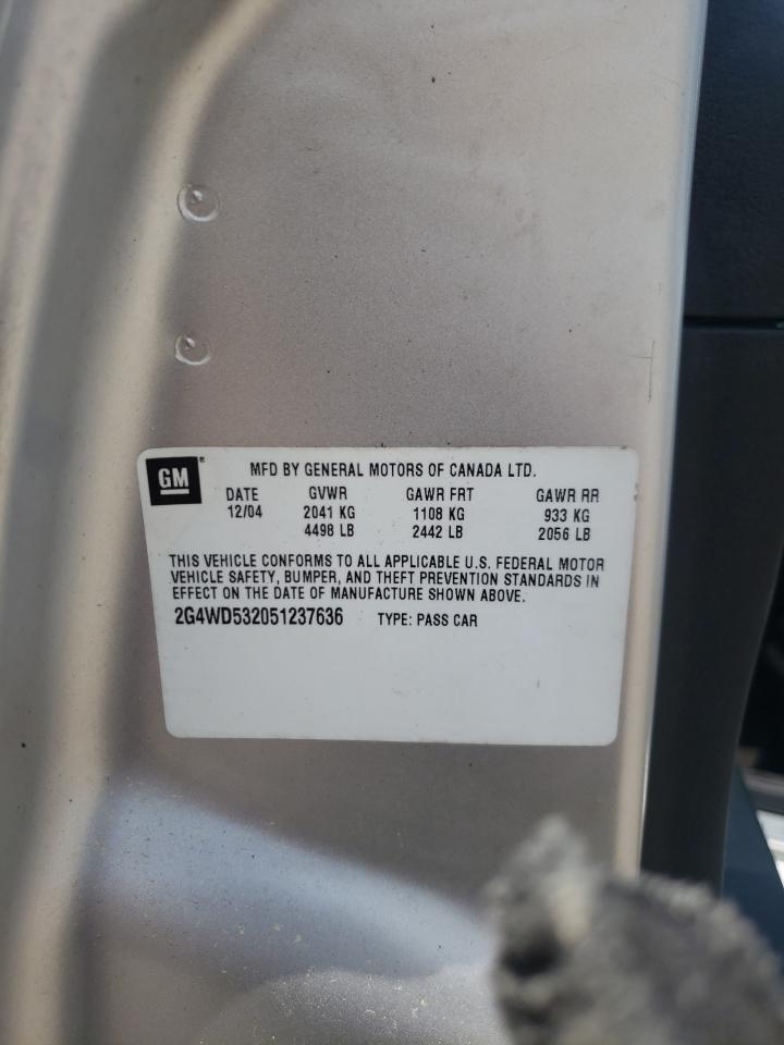 Photo 10 from auction – 2005 BUICK LACROSSE C with VIN 2G4WD532051237636