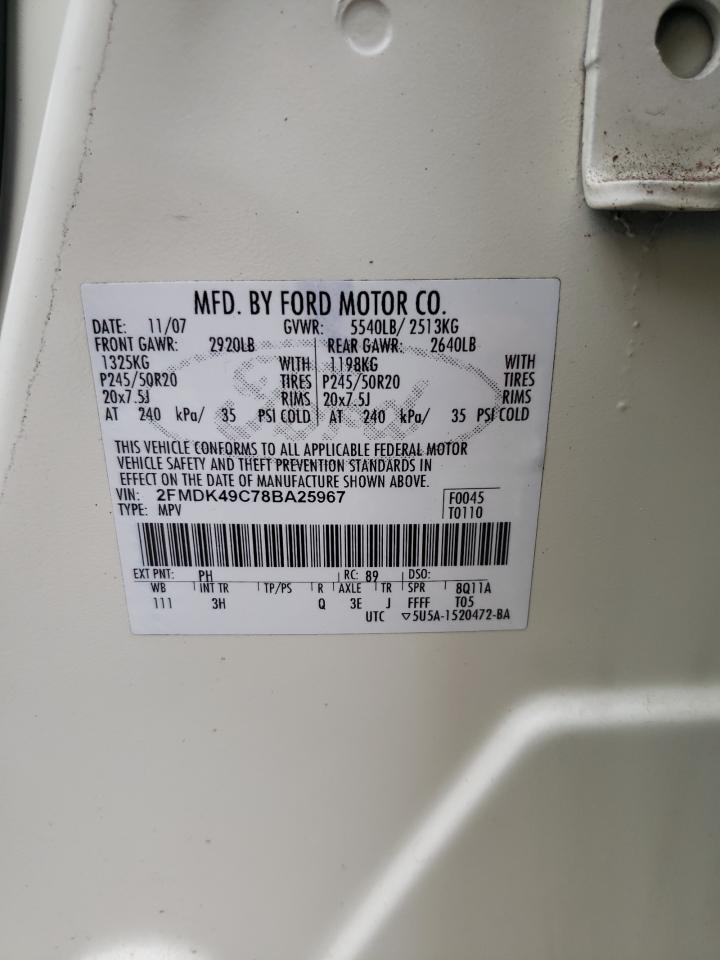 Photo 10 from auction – 2008 FORD EDGE LIMIT with VIN 2FMDK49C78BA25967