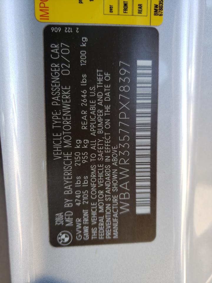 Photo 10 from auction – 2007 BMW 328 I SULE with VIN WBAWR33577PX78397