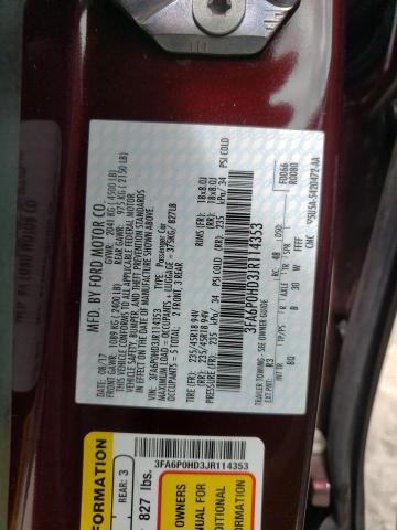 Photo 10 from auction – 2018 FORD FUSION SE with VIN 3FA6P0HD3JR114353