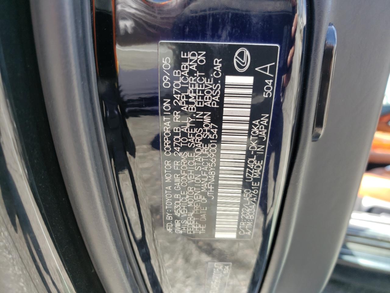 Photo 10 from auction – 2006 LEXUS SC 430 with VIN JTHFN48Y569001547