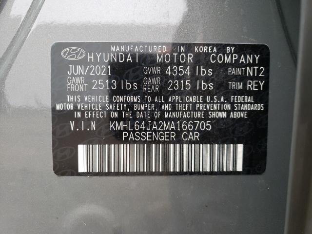Photo 10 from auction – 2021 HYUNDAI SONATA SEL with VIN KMHL64JA2MA166705