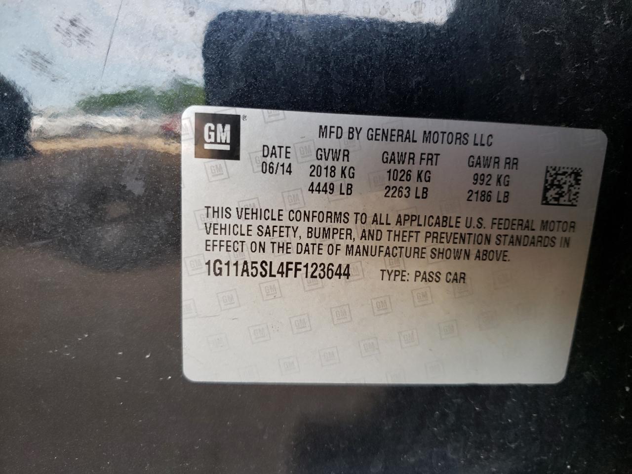 Photo 10 from auction – 2015 CHEVROLET MALIBU LS with VIN 1G11A5SL4FF123644