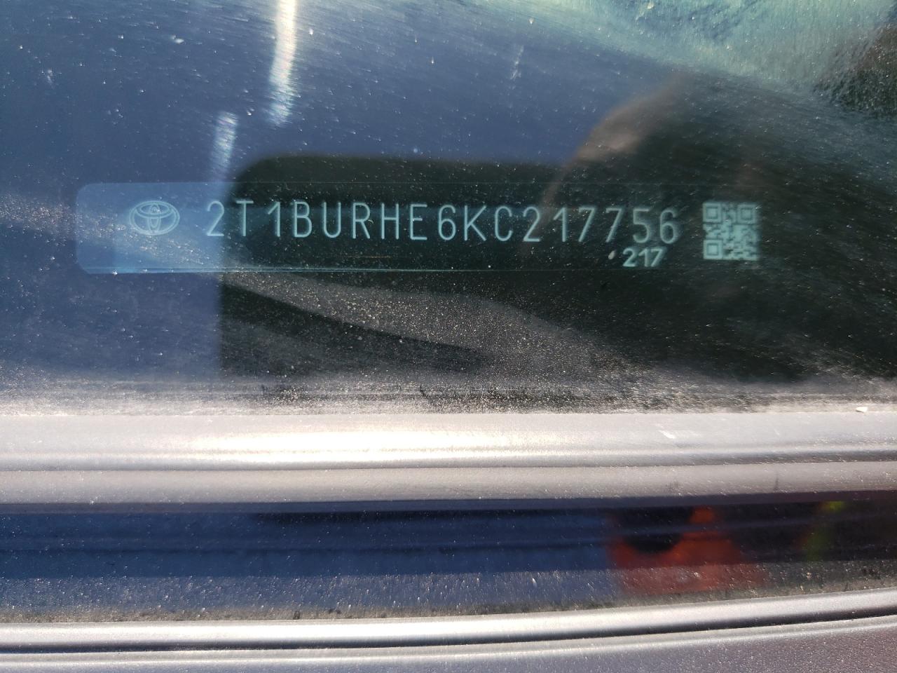 Photo 10 from auction – 2019 TOYOTA COROLLA L with VIN 2T1BURHE6KC217756