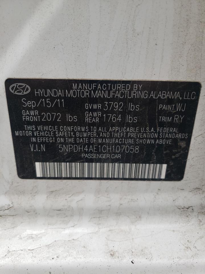 Photo 10 from auction – 2012 HYUNDAI ELANTRA GL with VIN 5NPDH4AE1CH107058