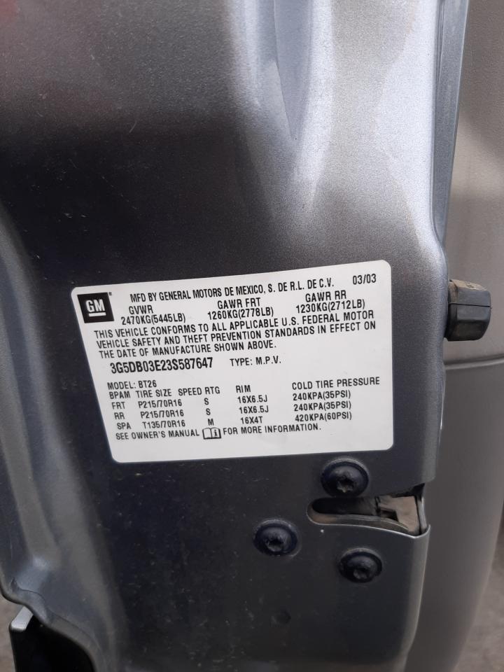 Photo 10 from auction – 2003 BUICK RENDEZVOUS with VIN 3G5DB03E23S587647