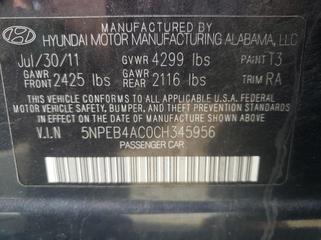 Photo 10 from auction – 2012 HYUNDAI SONATA GLS with VIN 5NPEB4AC0CH345956