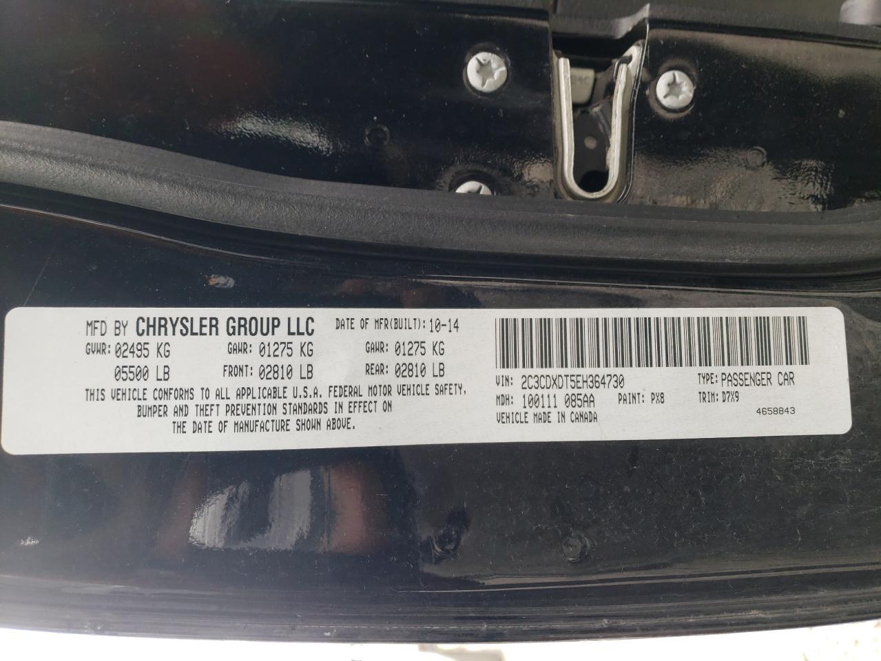 Photo 10 from auction – 2014 DODGE CHARGER R/ with VIN 2C3CDXDT5EH364730