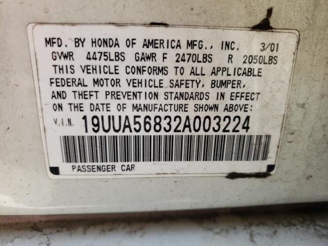 Photo 10 from auction – 2002 ACURA 3.2TL TYPE with VIN 19UUA56832A003224