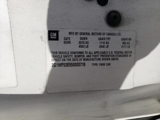 Photo 10 from auction – 2005 CHEVROLET IMPALA with VIN 2G1WF52E559303716