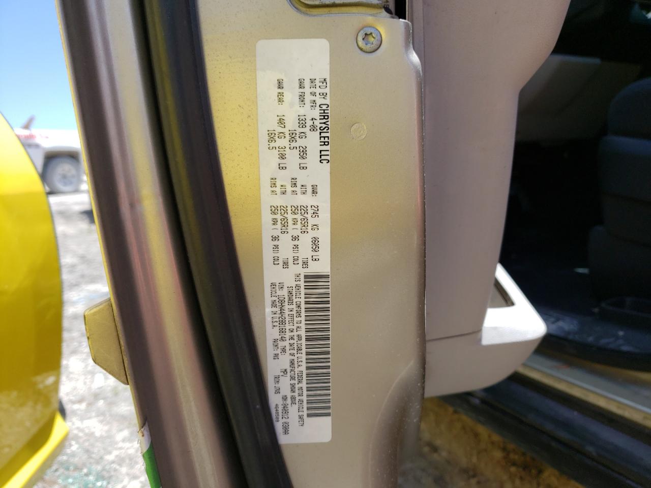 Photo 10 from auction – 2008 DODGE GRAND CARA with VIN 1D8HN44H28B168140