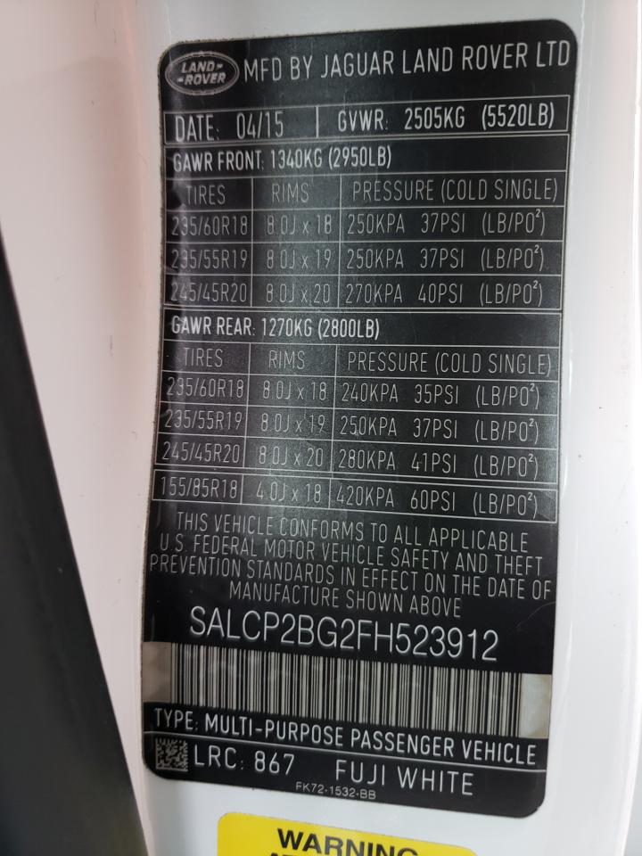 Photo 10 from auction – 2015 LAND ROVER DISCOVERY with VIN SALCP2BG2FH523912