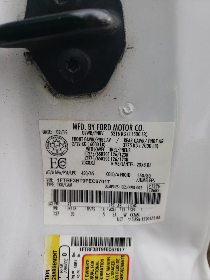 Photo 10 from auction – 2015 FORD F350 SUPER with VIN 1FTRF3BT9FEC67017