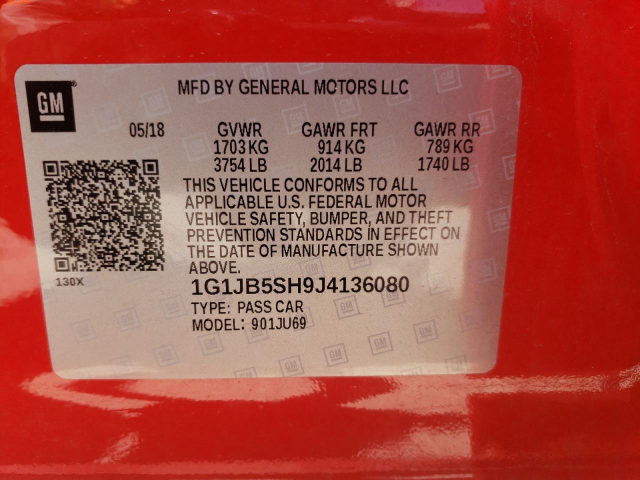 Photo 11 from auction – 2018 CHEVROLET SONIC LS with VIN 1G1JB5SH9J4136080