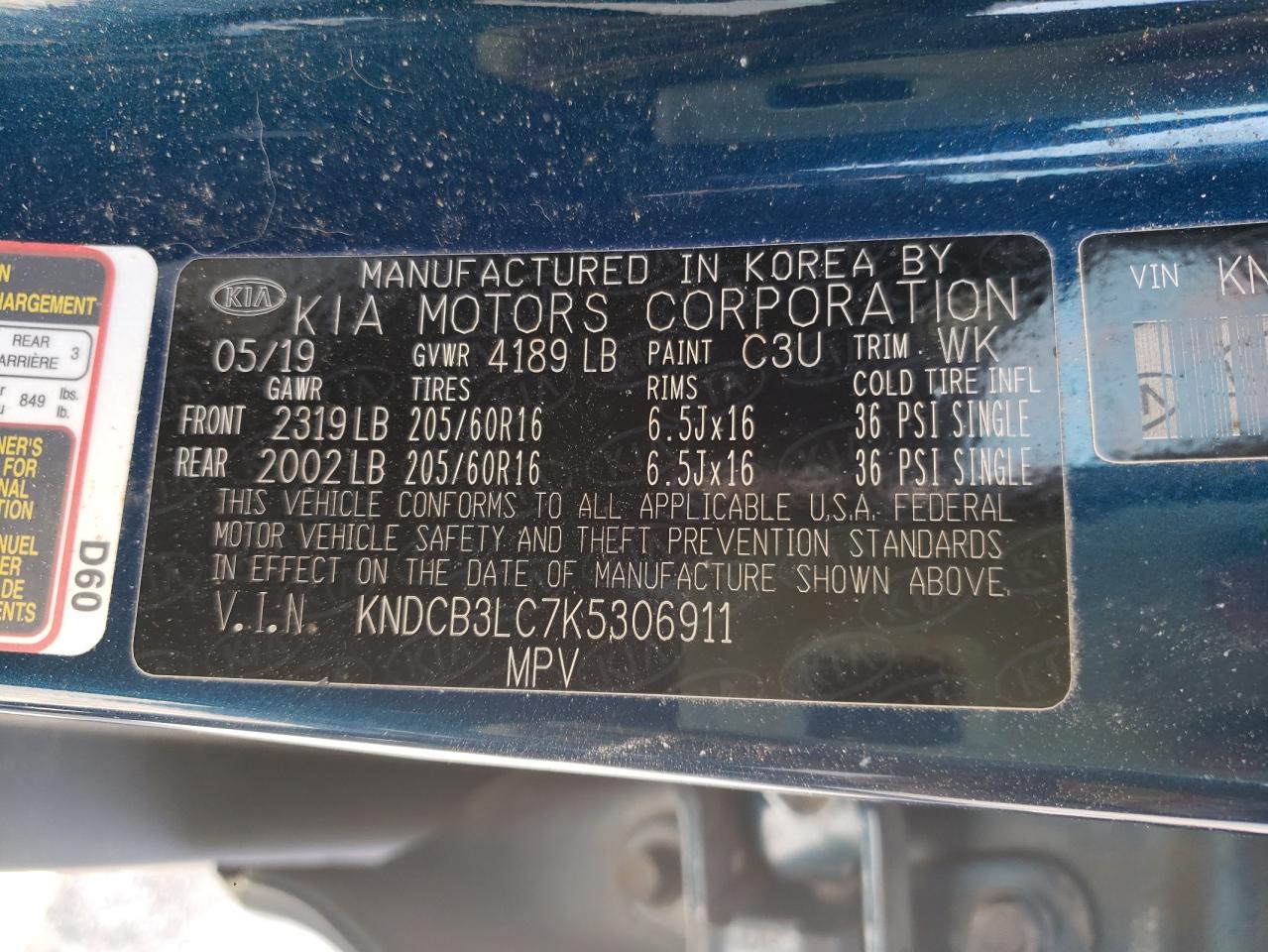 Photo 10 from auction – 2019 KIA NIRO FE with VIN KNDCB3LC7K5306911