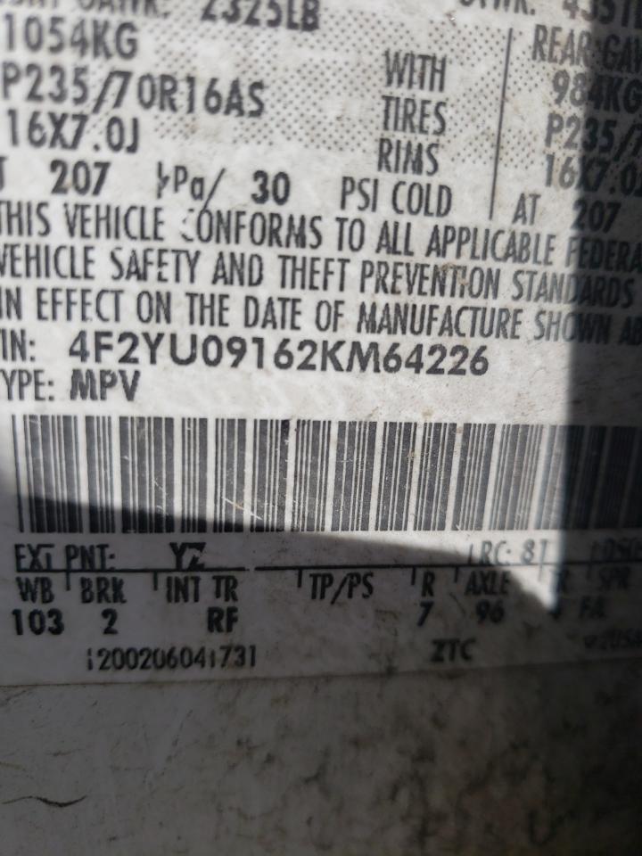 Photo 10 from auction – 2002 MAZDA TRIBUTE LX with VIN 4F2YU09162KM64226