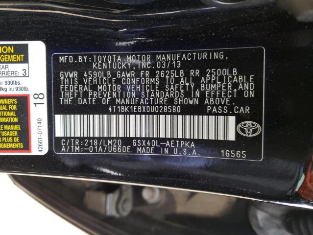 Photo 10 from auction – 2013 TOYOTA AVALON BAS with VIN 4T1BK1EBXDU028580