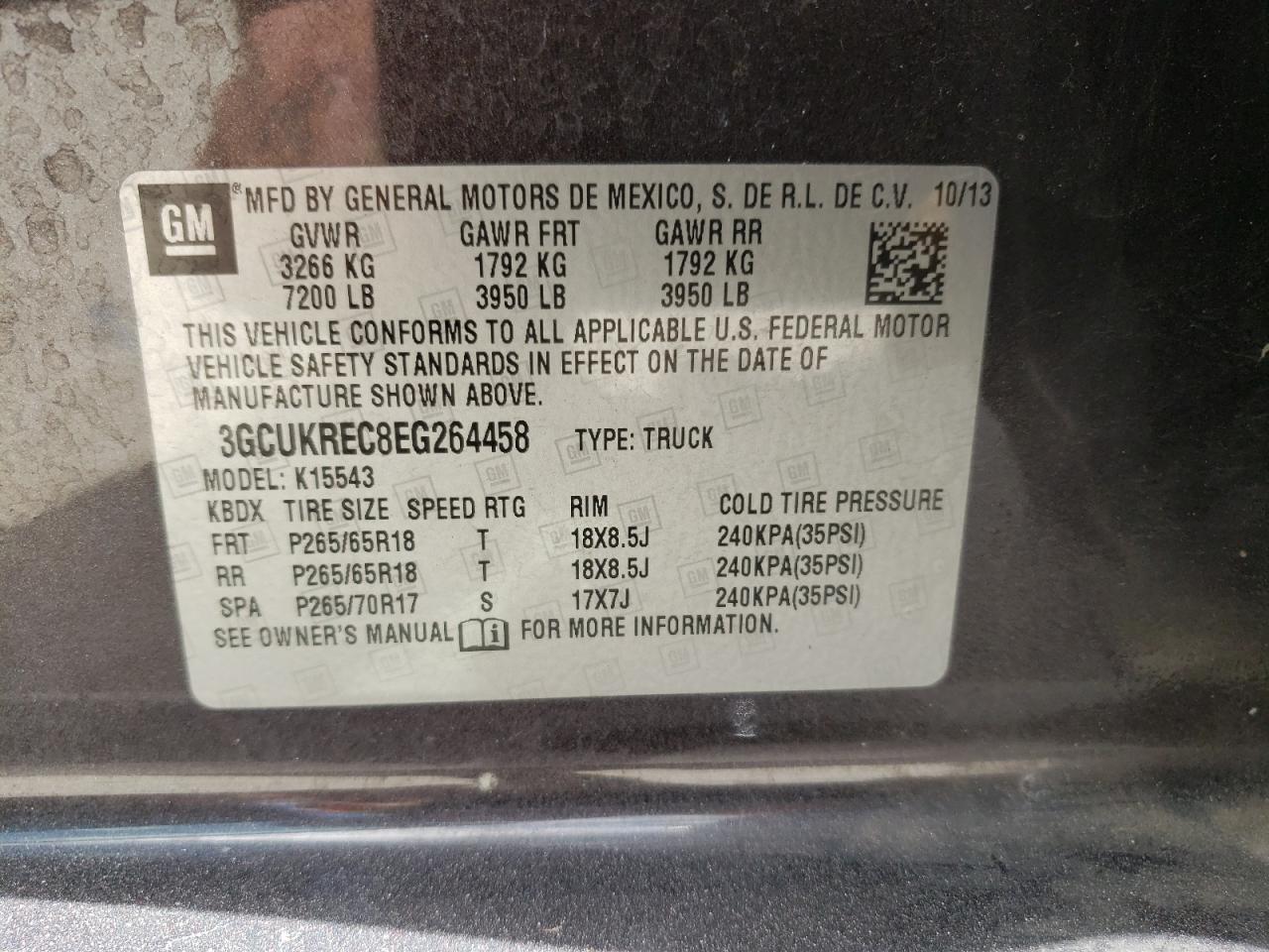 Photo 10 from auction – 2014 CHEVROLET SILVERADO with VIN 3GCUKREC8EG264458