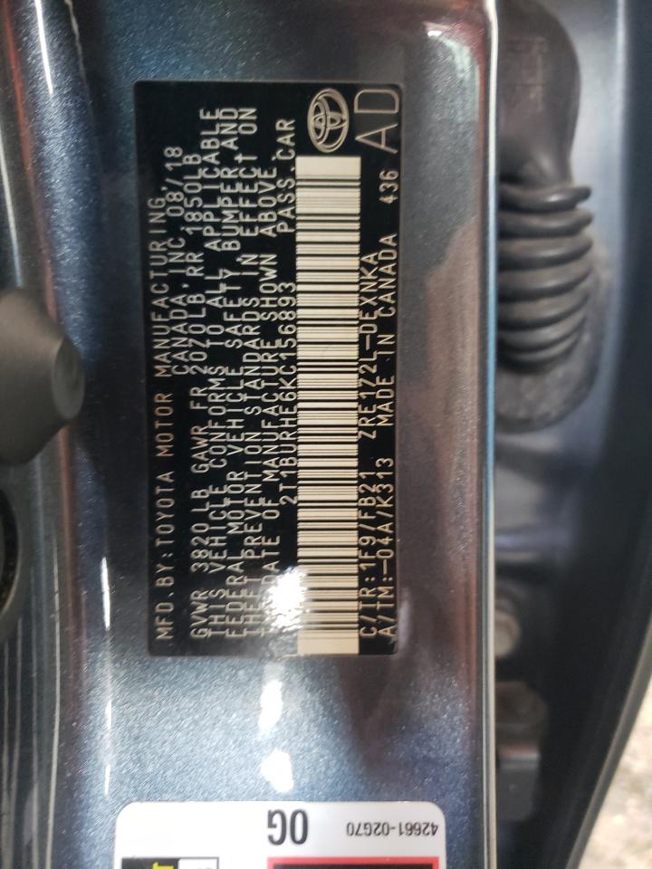 Photo 10 from auction – 2019 TOYOTA COROLLA L with VIN 2T1BURHE6KC156893