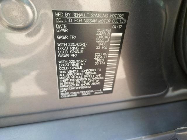 Photo 10 from auction – 2017 NISSAN ROGUE S with VIN KNMAT2MT2HP581452