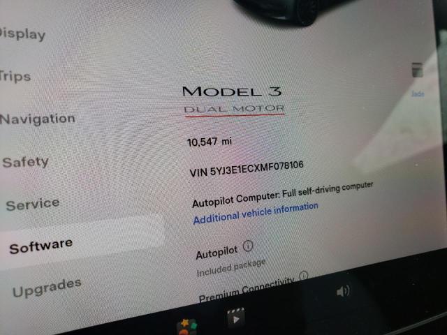 Photo 8 from auction – 2021 TESLA MODEL 3 with VIN 5YJ3E1ECXMF078106