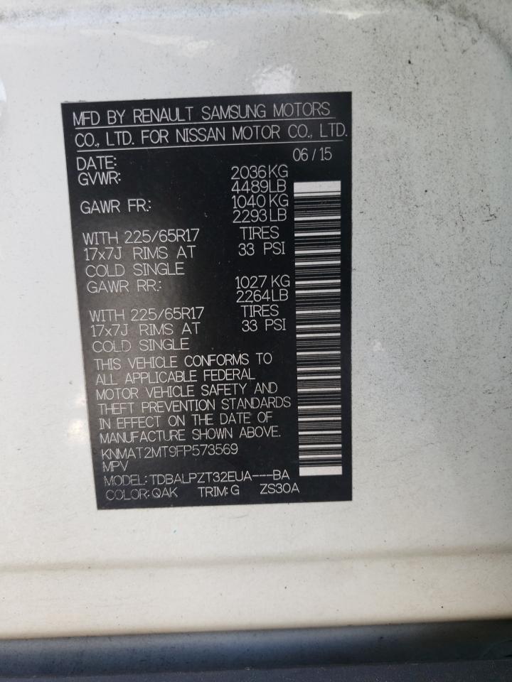 Zdjęcie 10 z aukcji – 2015 NISSAN ROGUE S z VIN KNMAT2MT9FP573569
