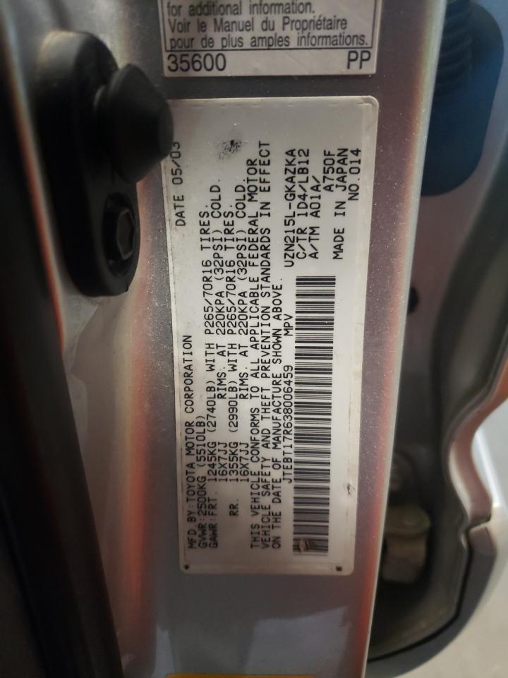 Photo 10 from auction – 2003 TOYOTA 4RUNNER LI with VIN JTEBT17R638006459