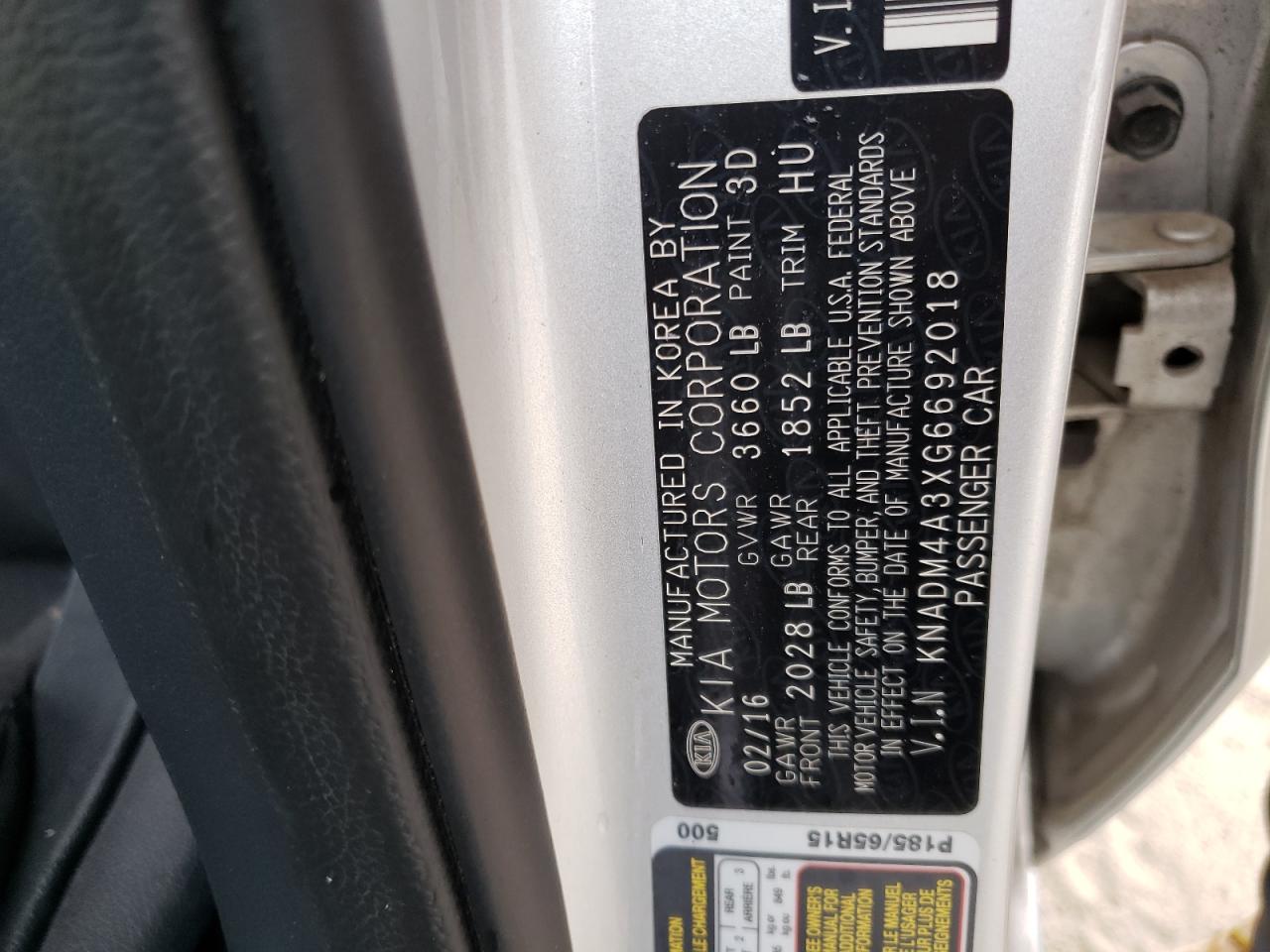 Photo 10 from auction – 2016 KIA RIO LX with VIN KNADM4A3XG6692018
