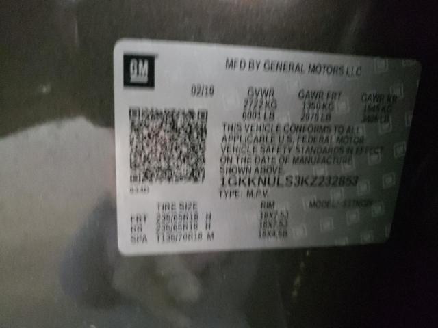 GMC ACADIA SLT 2019 with VIN 1GKKNULS3KZ232853 - Photo from auction
