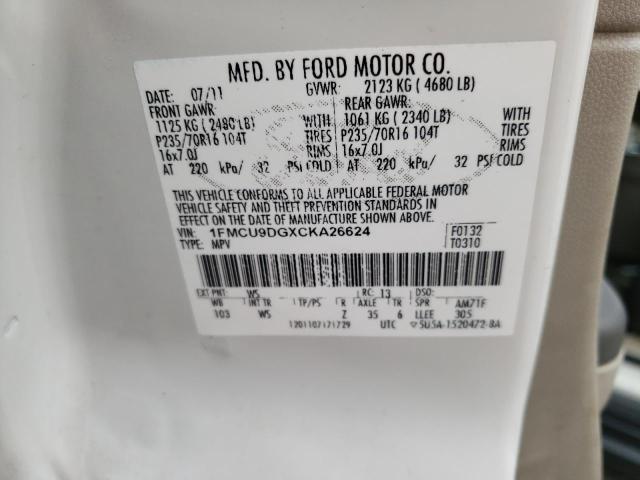 Photo 10 from auction – 2012 FORD ESCAPE XLT with VIN 1FMCU9DGXCKA26624