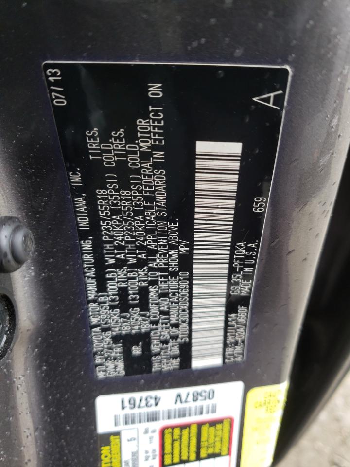 Photo 10 from auction – 2013 TOYOTA SIENNA XLE with VIN 5TDDK3DCXDS069010