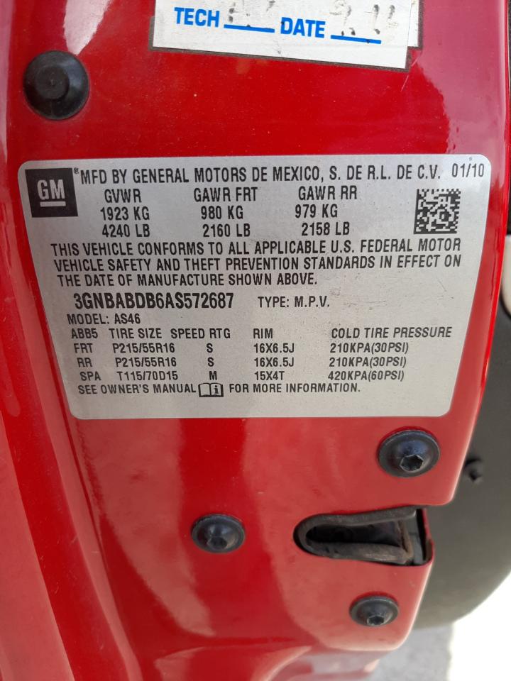 Photo 10 from auction – 2010 CHEVROLET HHR LT with VIN 3GNBABDB6AS572687