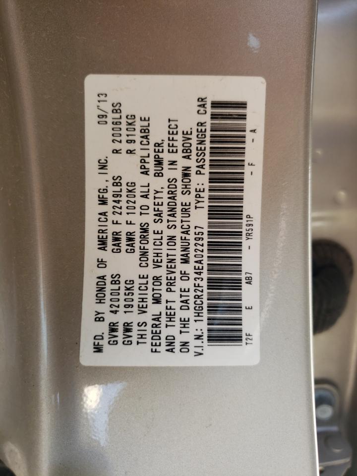 Photo 10 from auction – 2014 HONDA ACCORD LX with VIN 1HGCR2F34EA022957